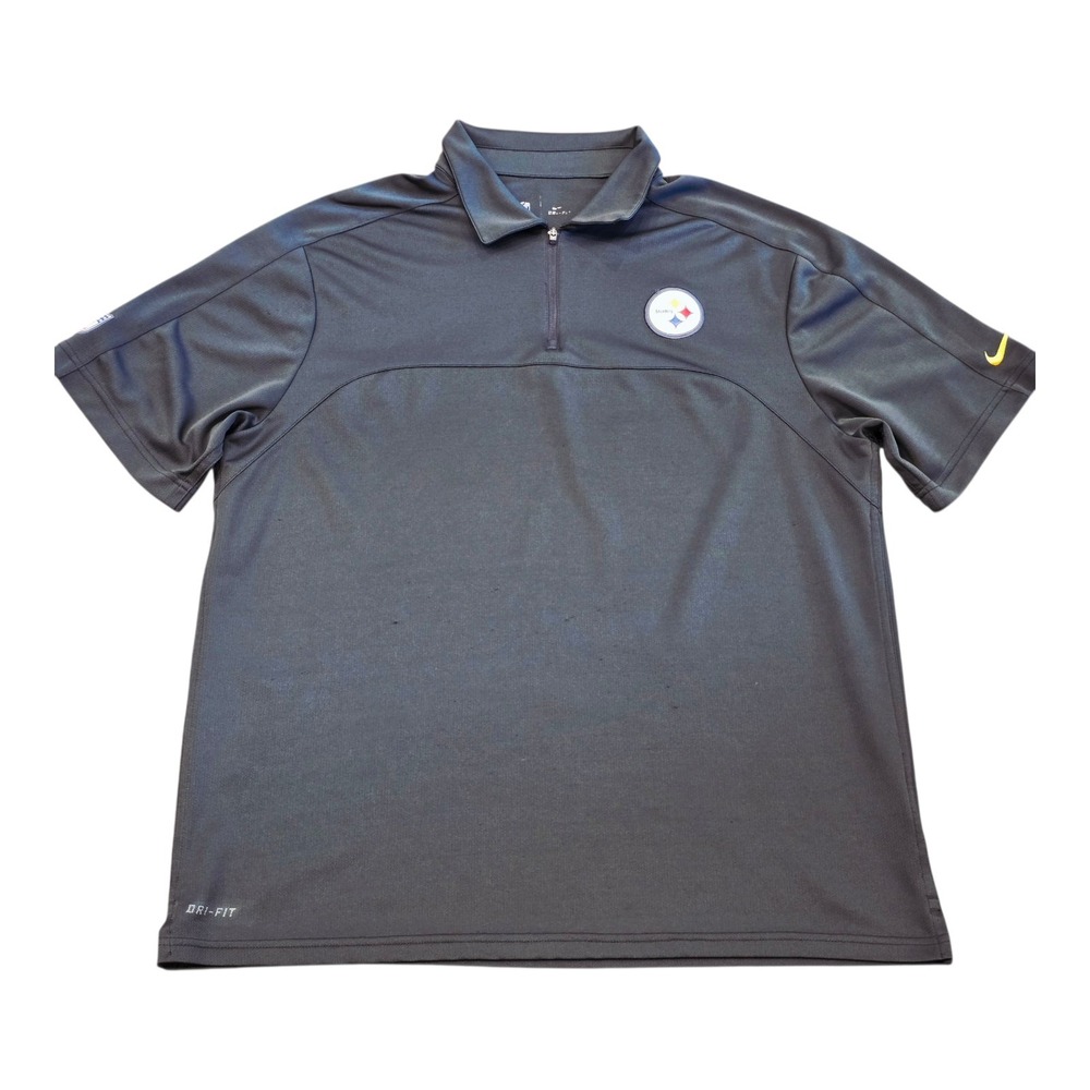 Pittsburgh Steelers Nike On Field Dri-Fit Polo Shirt Mens Large Gray Quarter Zip